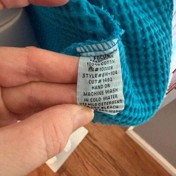 Focus Fashions Textured Open Front Cotton Cardigan Jacket Size Large Teal - Picture 7 of 8